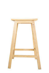 Wooden bar stool on white background
