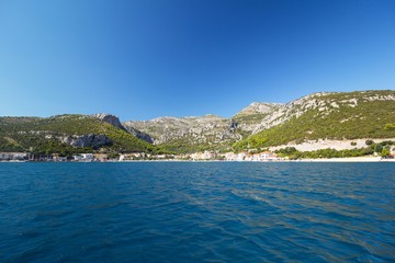 Fototapeta premium Overlooking the Adriatic Sea, the Mediterranean Sea in a small town Klek, Dalmatia