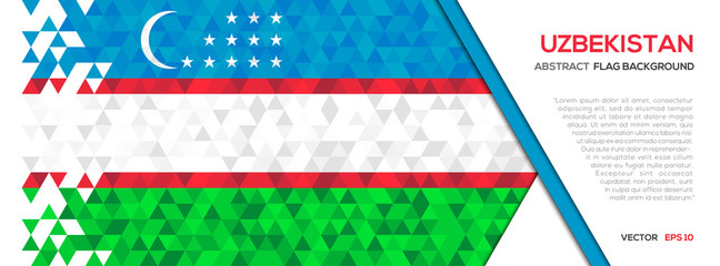 Abstract polygon Geometric Shape background.Uzbekistan flag