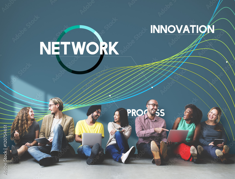 Poster technology connect development network process concept