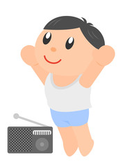 ラジオ体操をする男の子