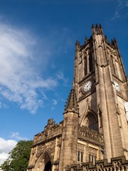 Fototapeta na wymiar Manchester cathedral clock tower
