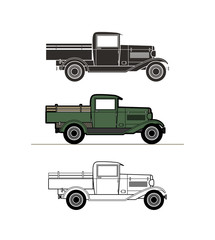 Retro pickup, truck car, vintage collection