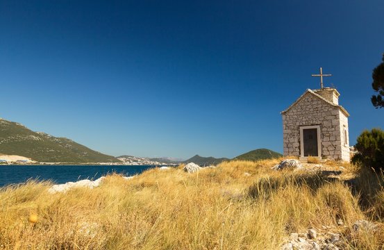 Small church on the small island in Dalmatia, Croatia