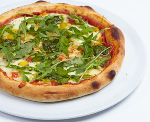 pizza on the white