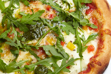 pizza on the white