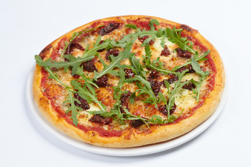 pizza on the white