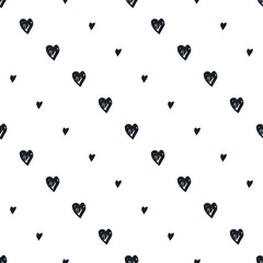Doodle seamless pattern with hearts