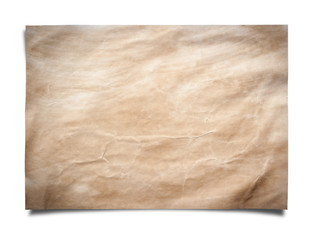 Old paper sheet isolated on white background