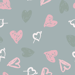 Doodle seamless pattern with hearts