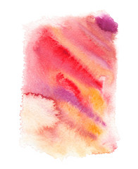 Red, purple and beige diagonal gradient painted in watercolor on clean white background