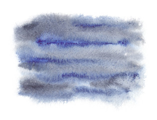Fototapeta na wymiar Grey and blue horizontal stripes painted in watercolor on white isolated background