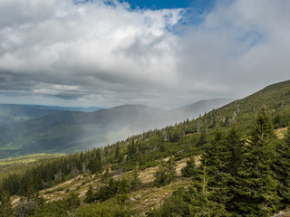 Cloudy sky over the mountains in springtime