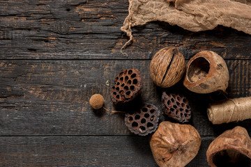 The florist desktop with working tools