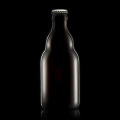 Bottle of beer or cider with clipping path isolated on black background
