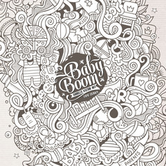 Cartoon cute doodles hand drawn Baby illustration