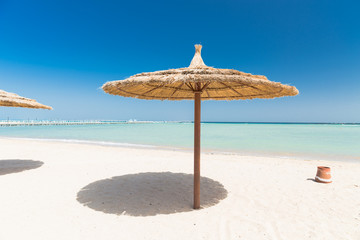 Sunshade umbrellas on the beach