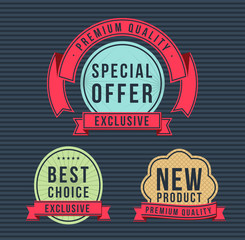 Vintage High Quality Label with Ribbons on Dark Background. Vector Isolated Illustration.