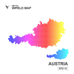 Fototapeta na wymiar Map Of Austria Dotted Vector,Abstract computer graphic colorful