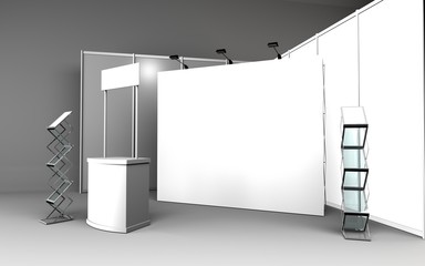 Trade exhibition stand, Exhibition round, 3D rendering visualiza
