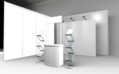 Trade exhibition stand, Exhibition round, 3D rendering visualiza