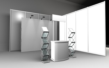 Trade exhibition stand, Exhibition round, 3D rendering visualiza