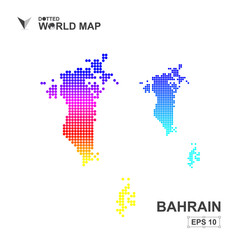 Obraz premium Map Of Bahrain Dotted Vector,Abstract computer graphic colorful
