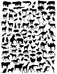 Various types of animal silhouettes, art vector design