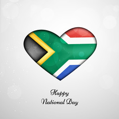 Illustration of heart with South Africa Flag for Heritage Day