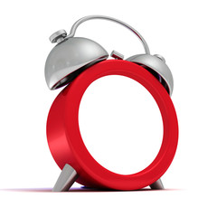Red Retro Alarm Clock With Blank Face