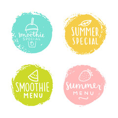 Set of badges. Smoothie, summer special.