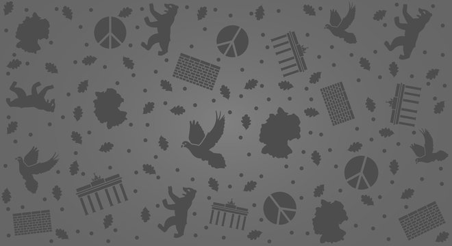Hintergrund mit Icon-Set - Tag der Deutschen Einheit (Grau)