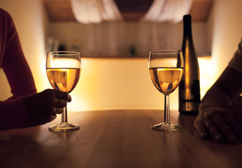 Couple drinking wine in a restaurant. 