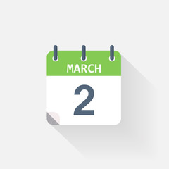 2 march calendar icon on