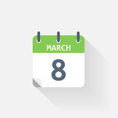 8 march calendar icon