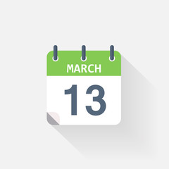 13 march calendar icon
