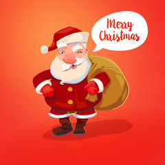 Santa with griting bubble and bag