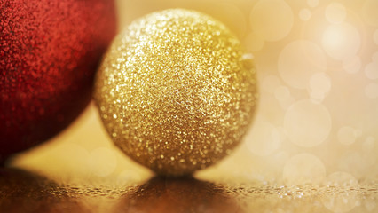 Banner of glittering golden Christmas decorations