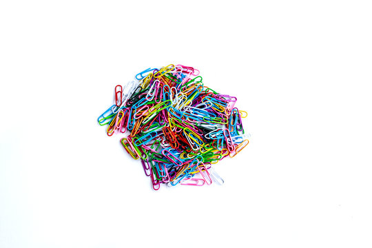 Paper clip on white background,colorful paper clip.