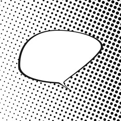 Speech Bubble on White Background with Black Dots , Speech Bubble on Halftone Background, Retro Style, Vector Illustration