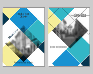 Vector brochure cover templates with blurred cityscape. EPS 10. Mesh background.