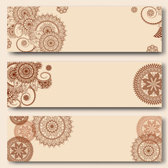Set of banners templates in indian ornamental style. © Eleanor