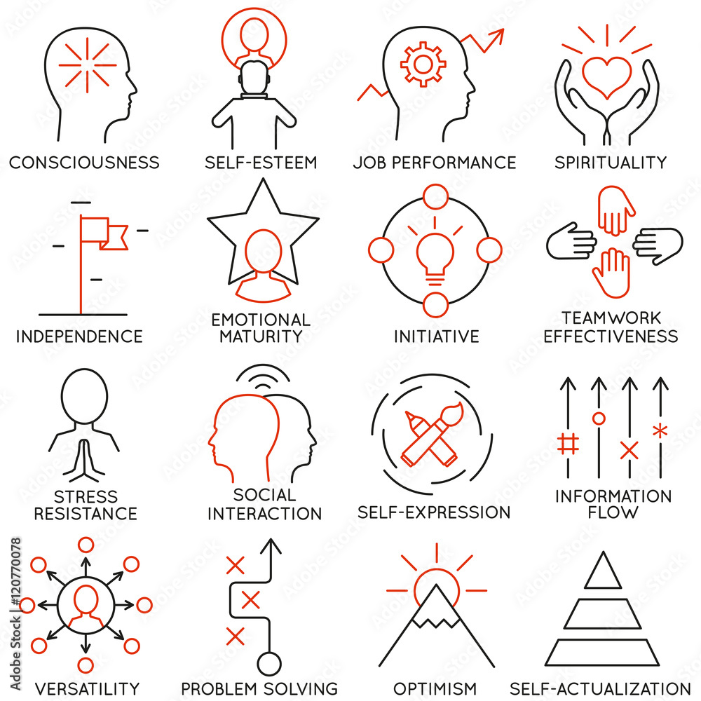 Poster vector set of 16 icons related to business management, strategy, career progress and business proces