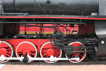 Red Wheels of a old train