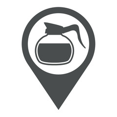 Icono plano localizacion jarra cafe gris