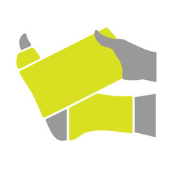 Flat icon injured leg or foot with bandage