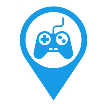 Icono plano localizacion mando videojuegos azul