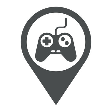 Icono plano localizacion mando videojuegos gris