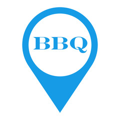 Icono plano localizacion texto BBQ azul