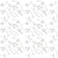 Seamless hand drawn white and blue floral pattern, vector illustration